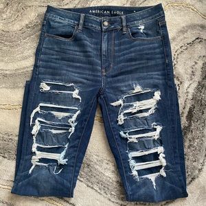 AE ripped dark wash jeans